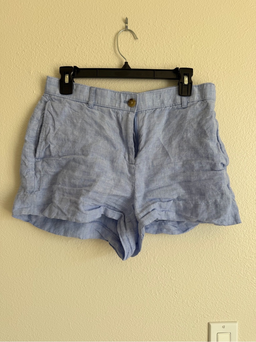 J. Crew Light Blue Linen-Blend High Waist Shorts